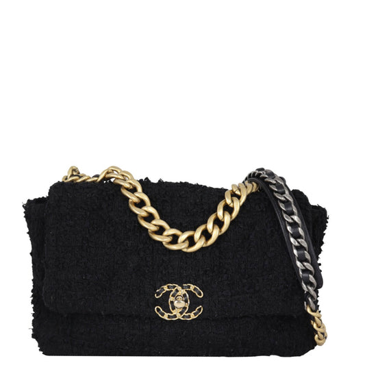 Chanel 19 Bag Tweed Black Large Handbag