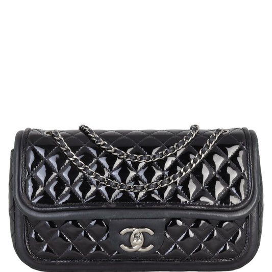 Chanel Classic Twist Bag Patent Black Medium Handbag