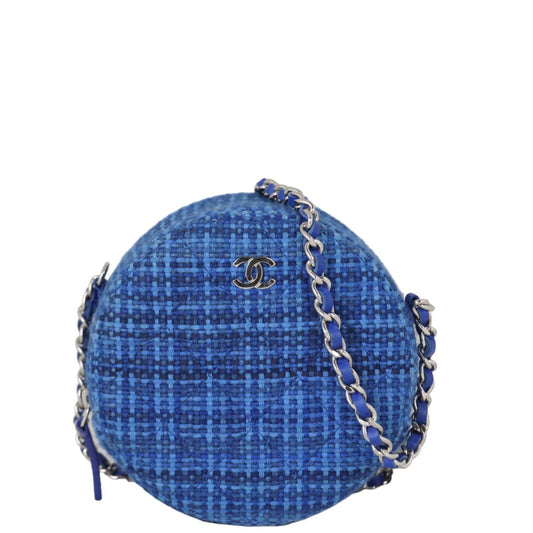 Chanel CC Tweed Round Clutch with Mini Chain Clutch Bag