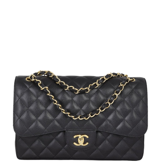 Chanel Classic Double Jumbo GTH Handbag Black Flap