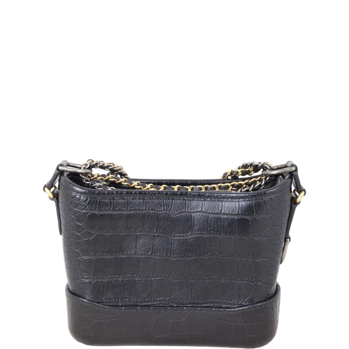 Chanel Gabrielle Hobo Handle Croc Embossed Small Logo Hobo Bag