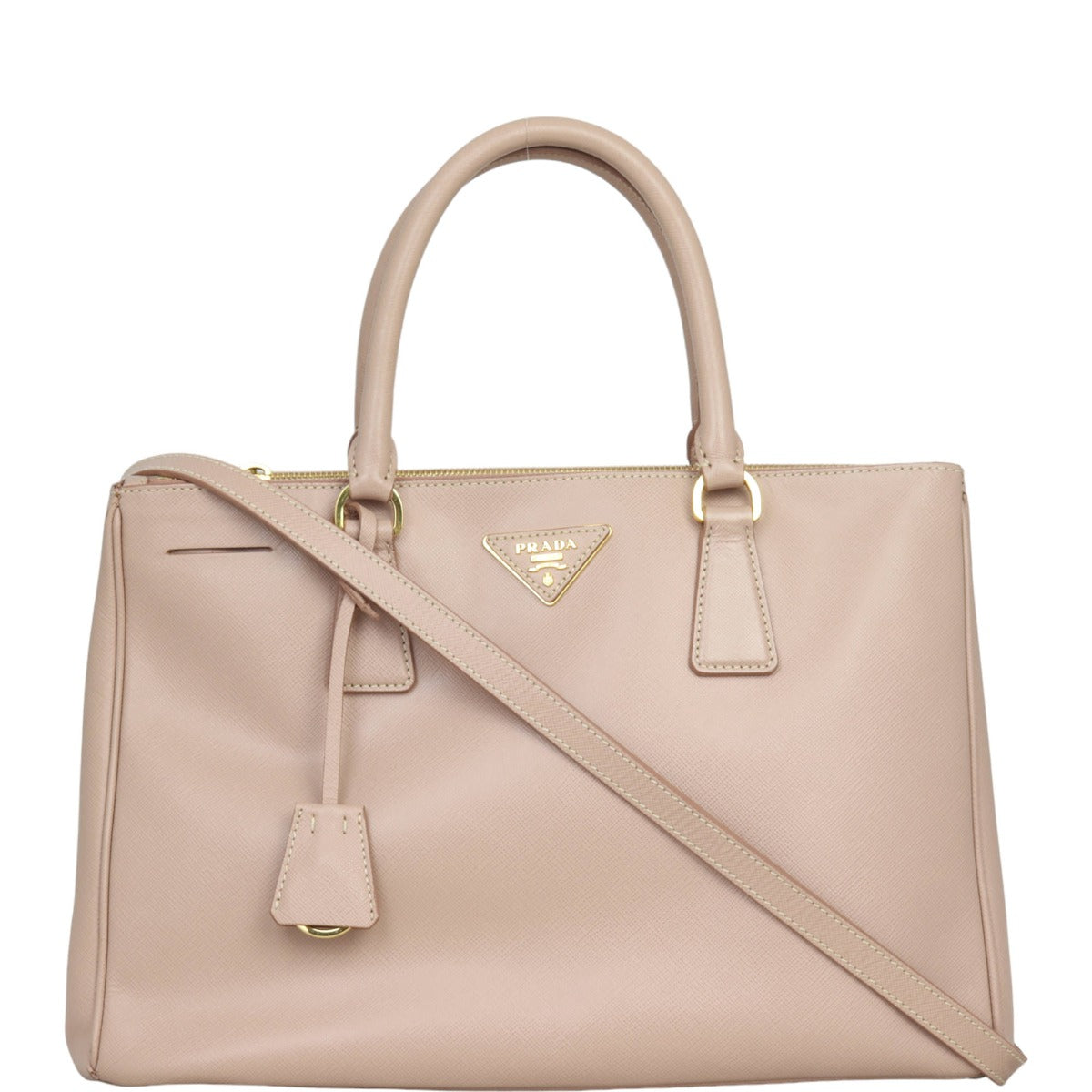Prada Tote Bag Lux Galleria Double Tote 13 Saffiano Pink Medium