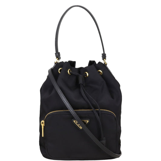 Prada Bag Duet Tessuto 2 Nylon Black Bucket Bucket Bag