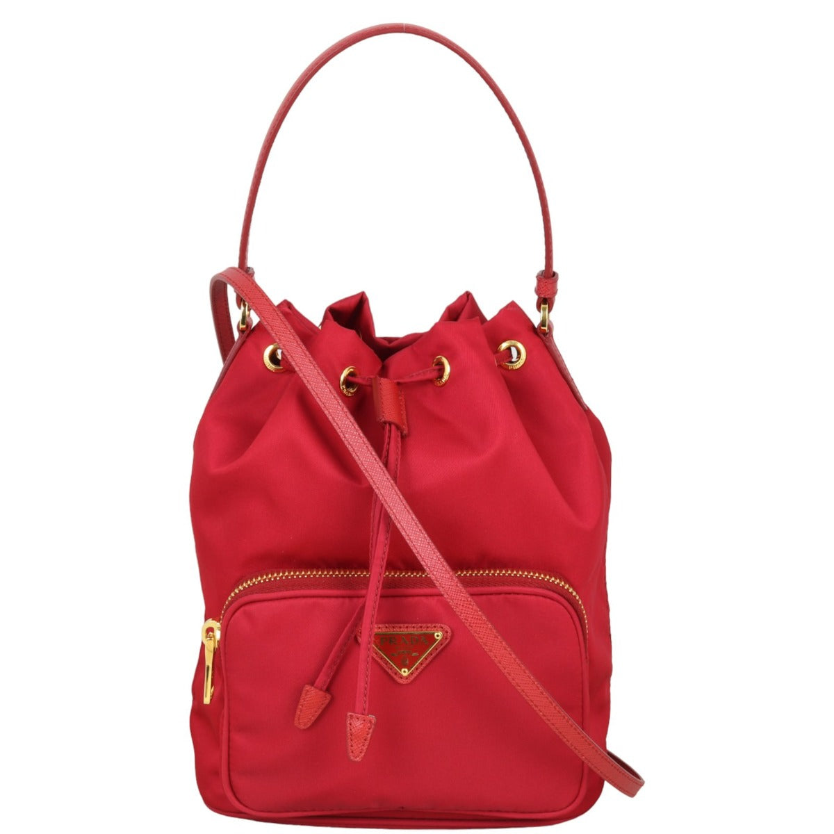 Prada Bag Duet Tessuto 3 Nylon Red Bucket Bucket Bag