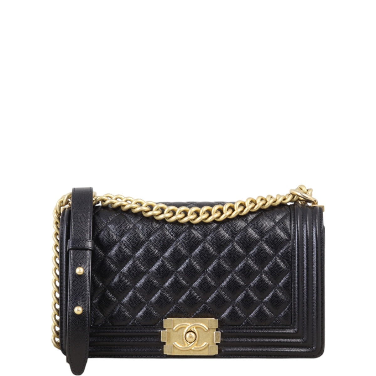 Chanel Boy Old Handbag Quilted Black Crossbody Bag Medium 24012025