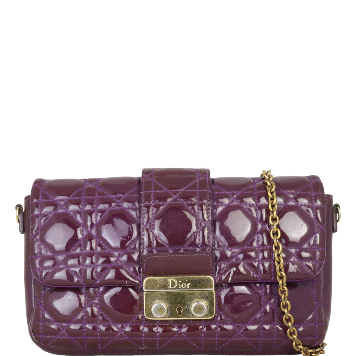 Dior Cannage New Lock Patent Pouch Handbag Travel Bag