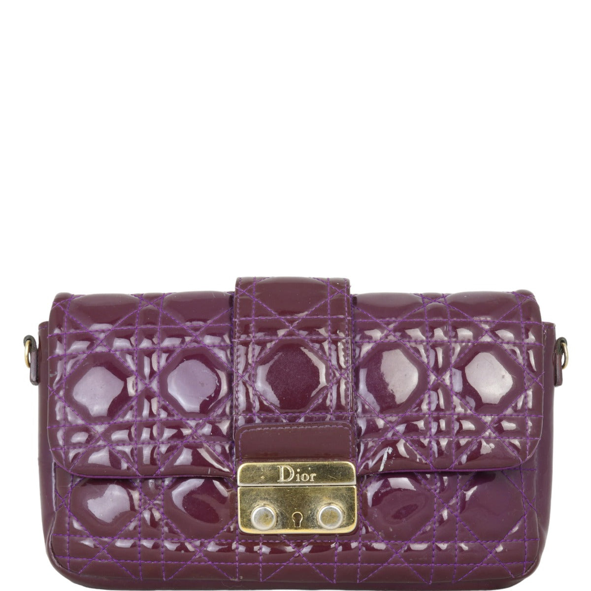 Dior Cannage New Lock Patent Pouch Handbag Travel Bag