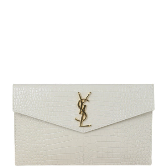 YSL Saint Laurent Uptown Pouch Croc Embossed Travel Bag