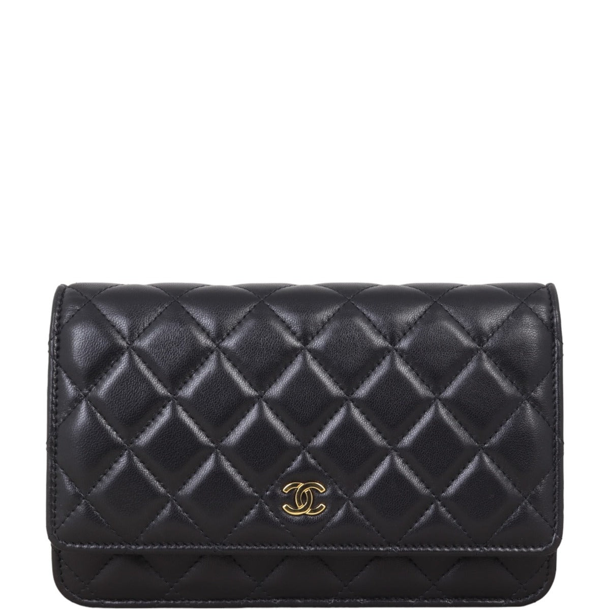 Chanel Classic Wallet on Lambskin Handbag Black Chain