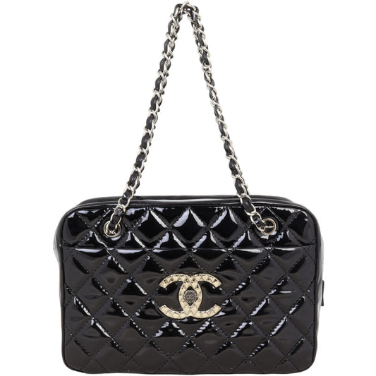 Chanel Brilliant Patent Camera Bag Black Large Handbag