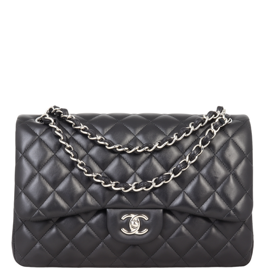 Chanel Classic Double Jumbo Lambskin SHW Handbag Flap