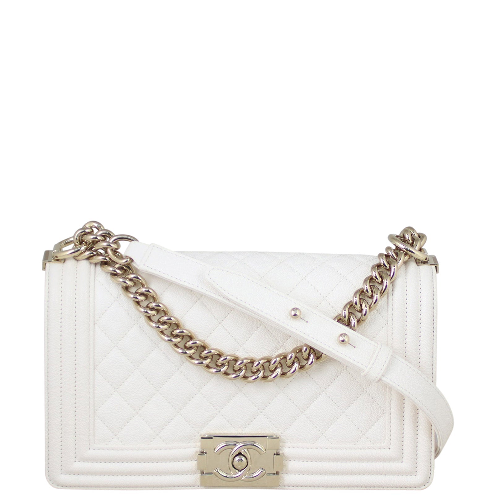 Chanel Boy Old Handbag White Medium
