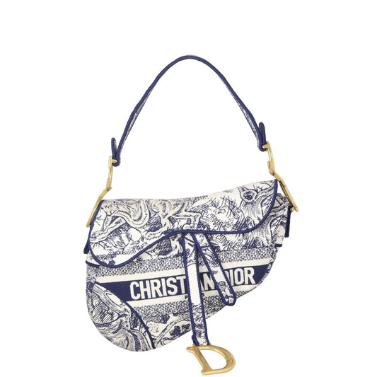 Dior Saddle Bag Toile De Jouy Embroidered Travel Bag
