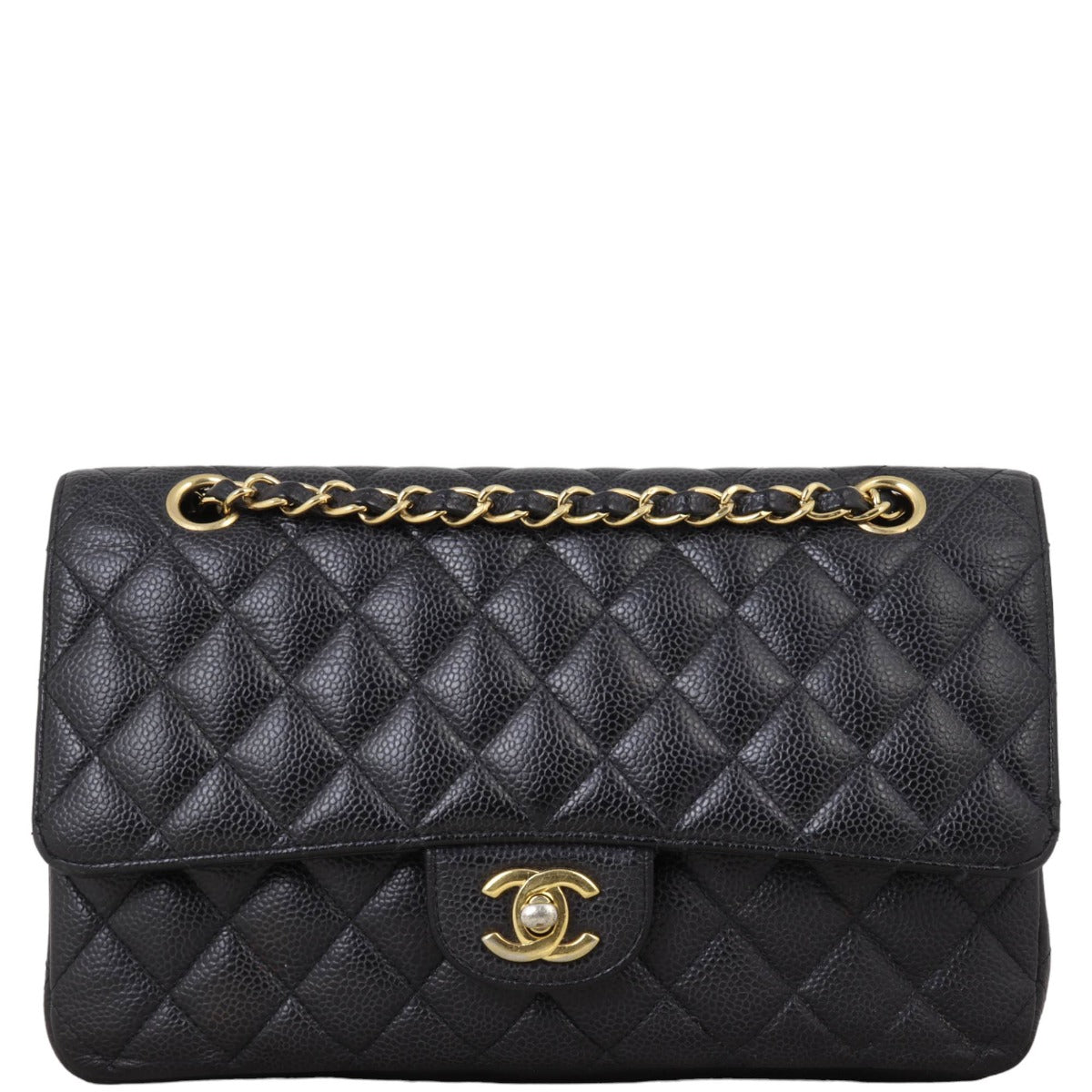 Chanel Classic Double Caviar Handbag Medium Flap