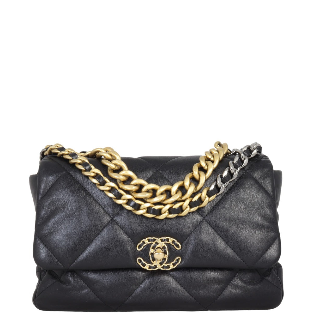 Chanel 19 Bag hardware Gold Large Handbag