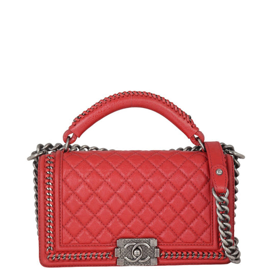 Chanel Boy Paris-Rome Top Handle Old Red Medium Handbag