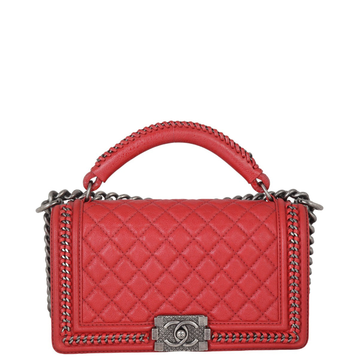 Chanel Boy Paris-Rome Top Handle Old Red Medium Handbag