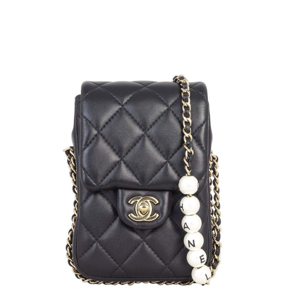 Chanel Phone Holder with Pearl Handbag Chain