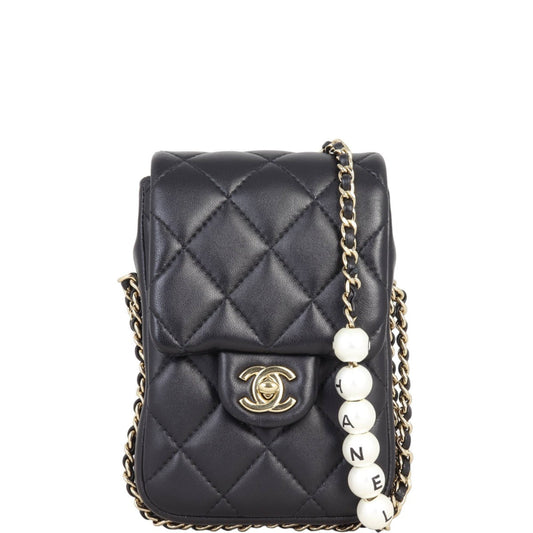 Chanel Phone Holder with Pearl Handbag Chain