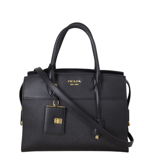 Prada Shoulder Bag City Calf Esplanade Saffiano Black