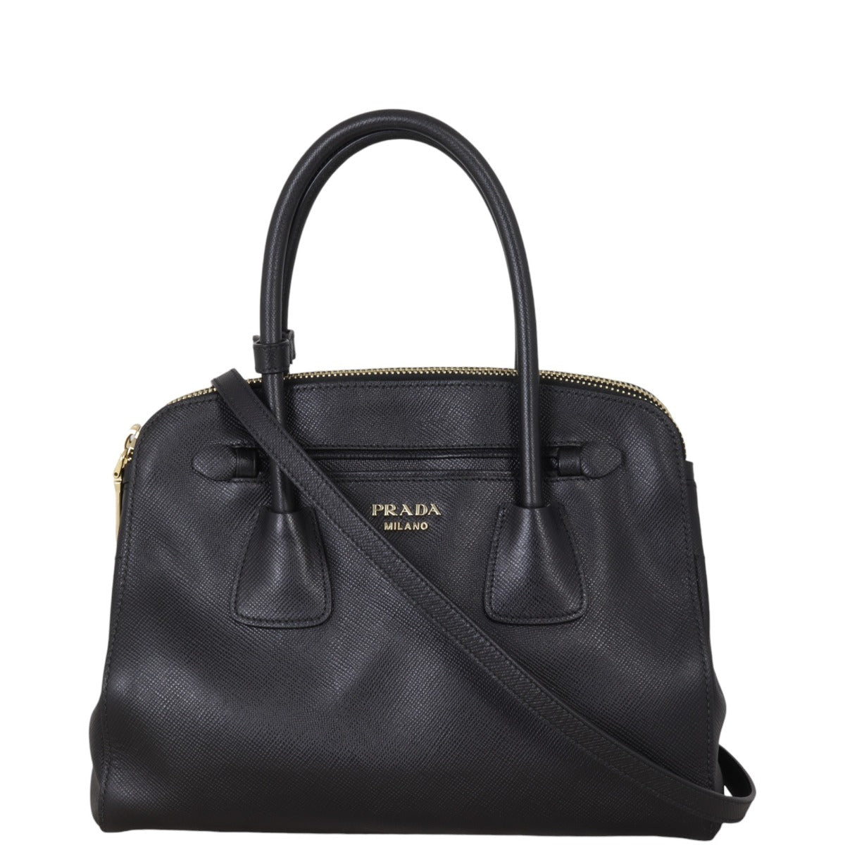 Prada Saffiano Cuir Double Zip Dome Tote Handbag Tote Bag