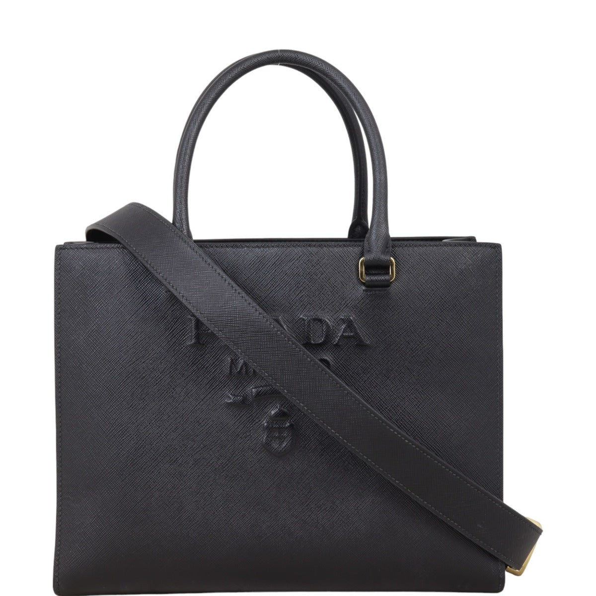 Prada Saffiano Embossed Tote Handbag Medium Logo Tote Bag