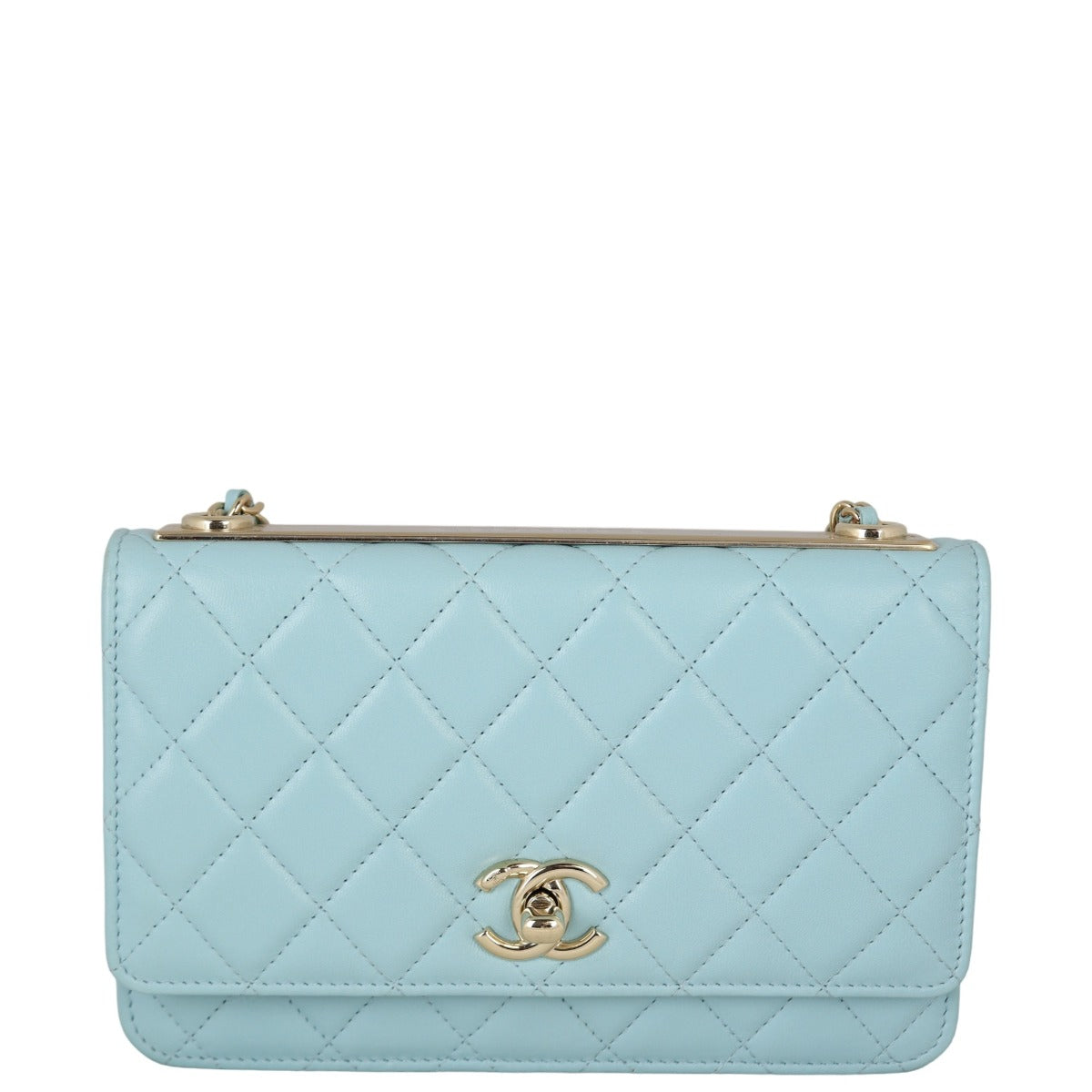 Chanel CC Trendy Wallet on Baby Handbag Blue Chain
