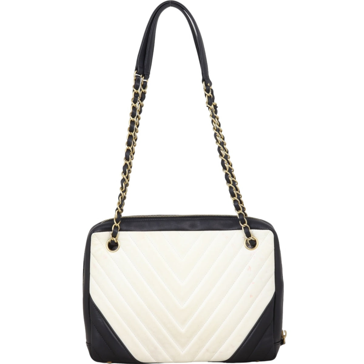 Chanel Chevron Camera Bag White Handbag