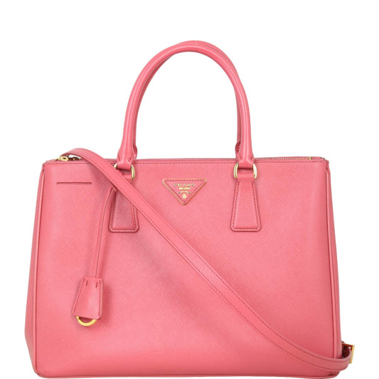 Prada Tote Bag Lux Galleria Double Tote 16 Saffiano Pink Medium