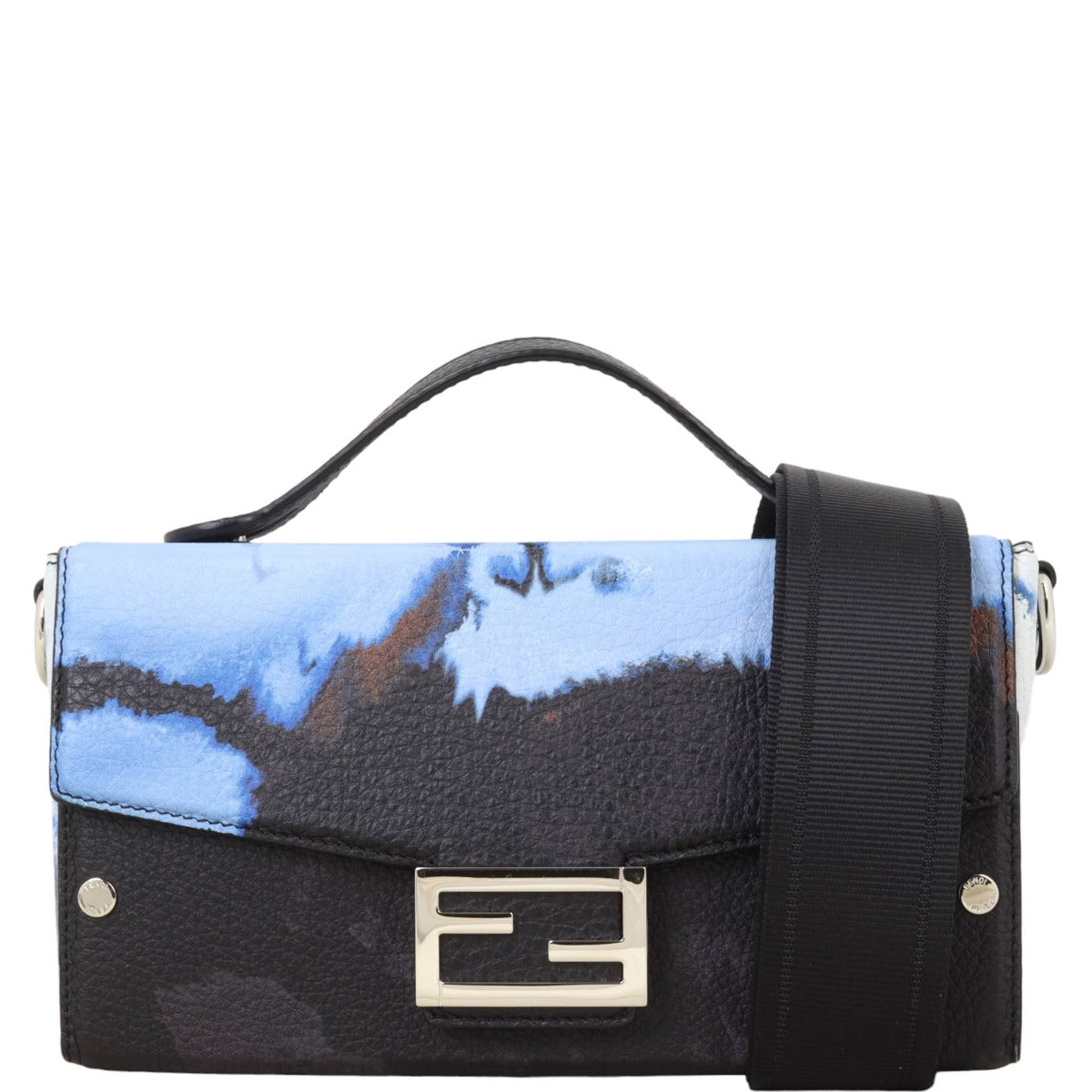 Fendi Handbag Baguette Soft Trunk Printed Leather Shoulder Bag