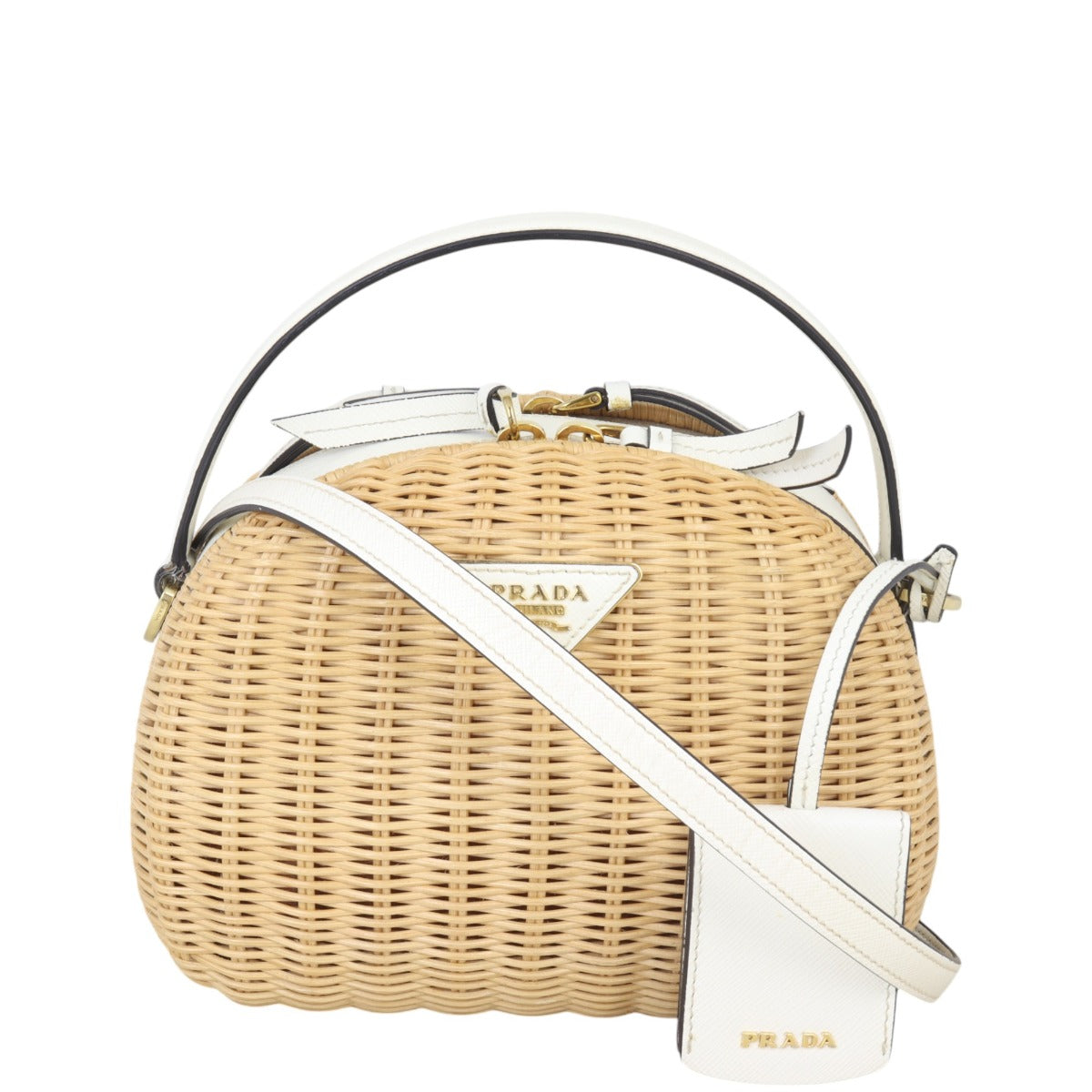 Prada Saffiano Odette Basket Handle Bag Travel Bag