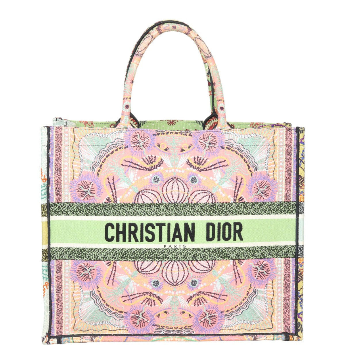 Dior Tote Bag Book Tote Lights Canvas Large Embroidered