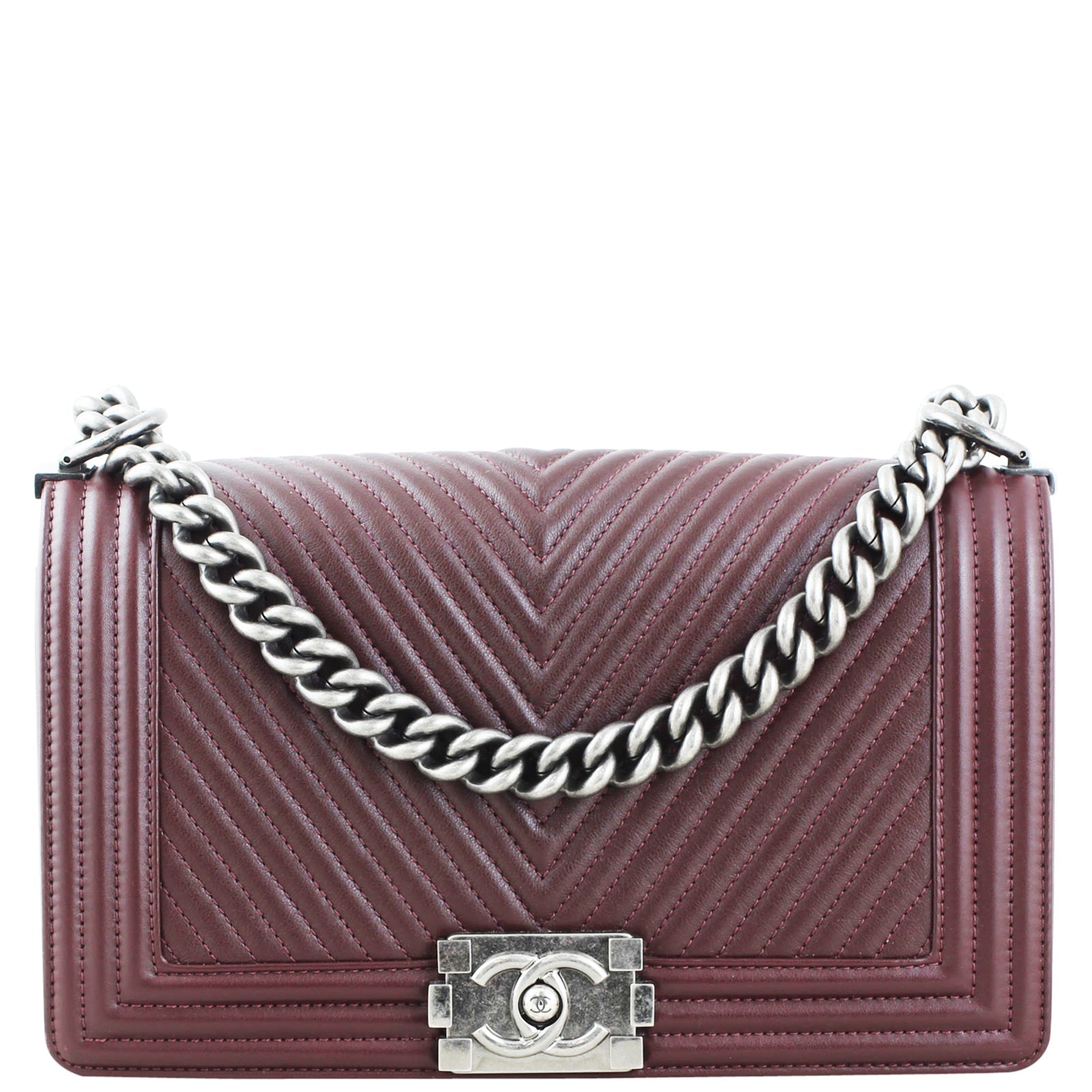 Chanel Boy Old 19 Series Handbag Brown Medium