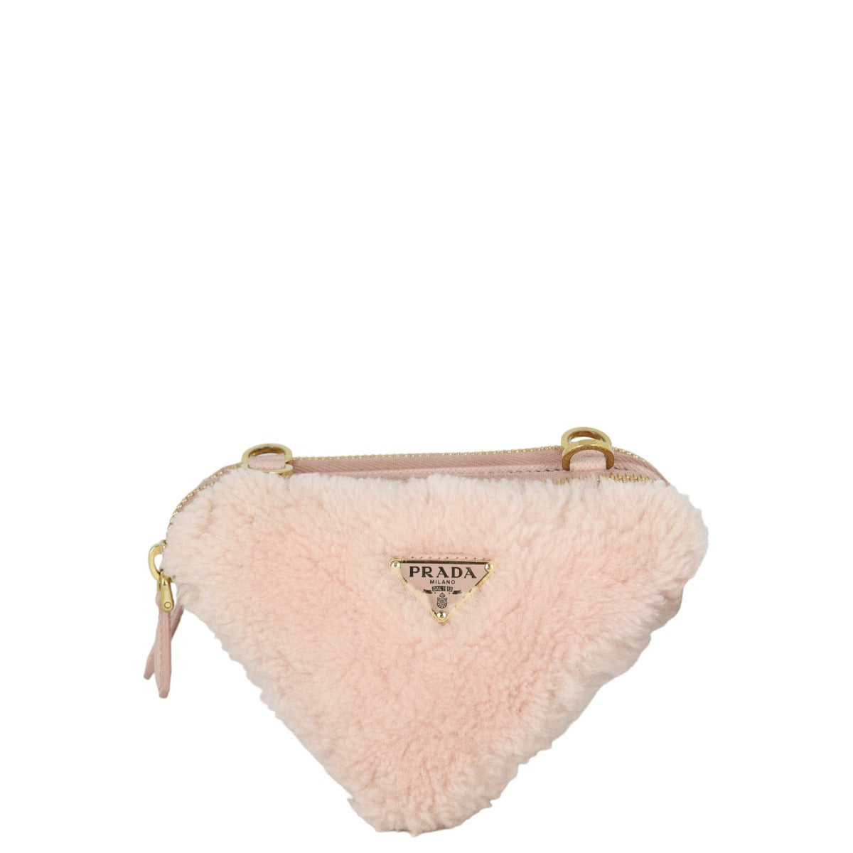 Prada Triangle Saffiano Shearling Bag Mini Travel Bag