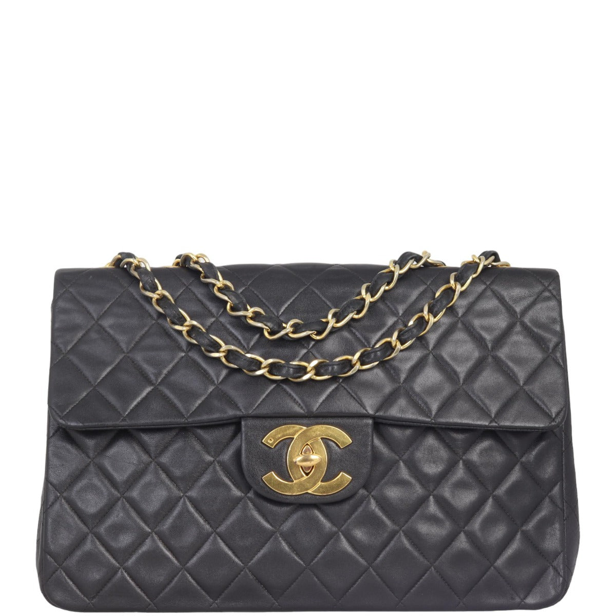 Chanel Maxi Jumbo XL Single Hardware Handbag Gold Flap