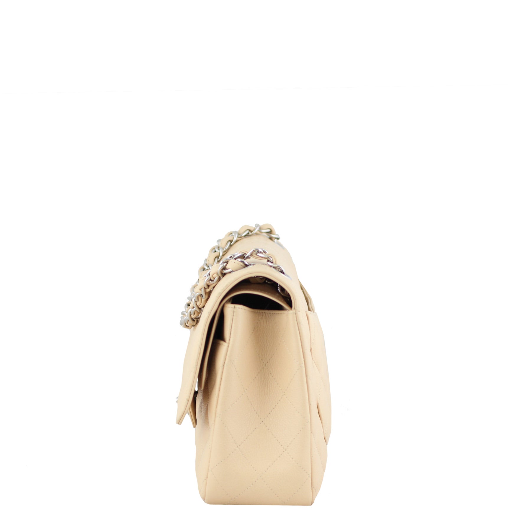 Chanel Classic Double Jumbo SHW 14 Series Handbag White Beige