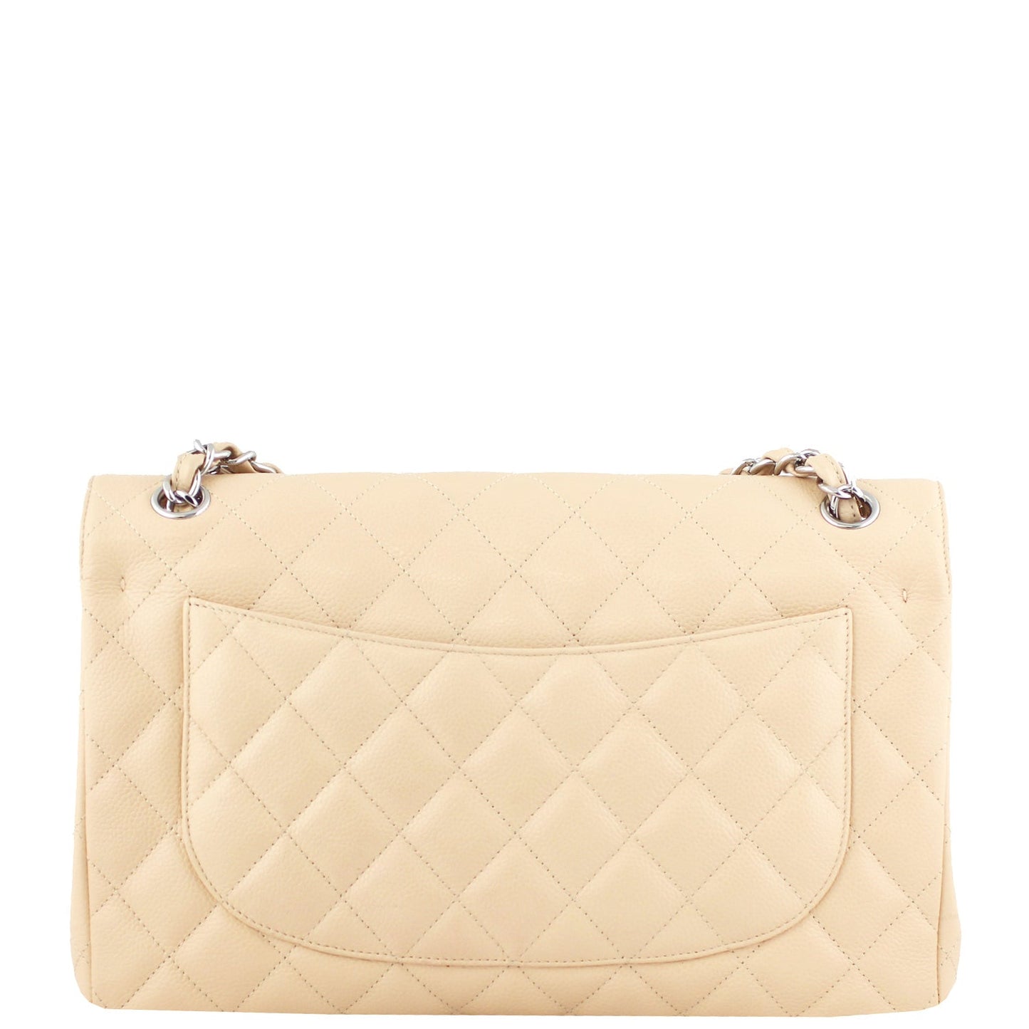 Chanel Classic Double Jumbo SHW 14 Series Handbag White Beige