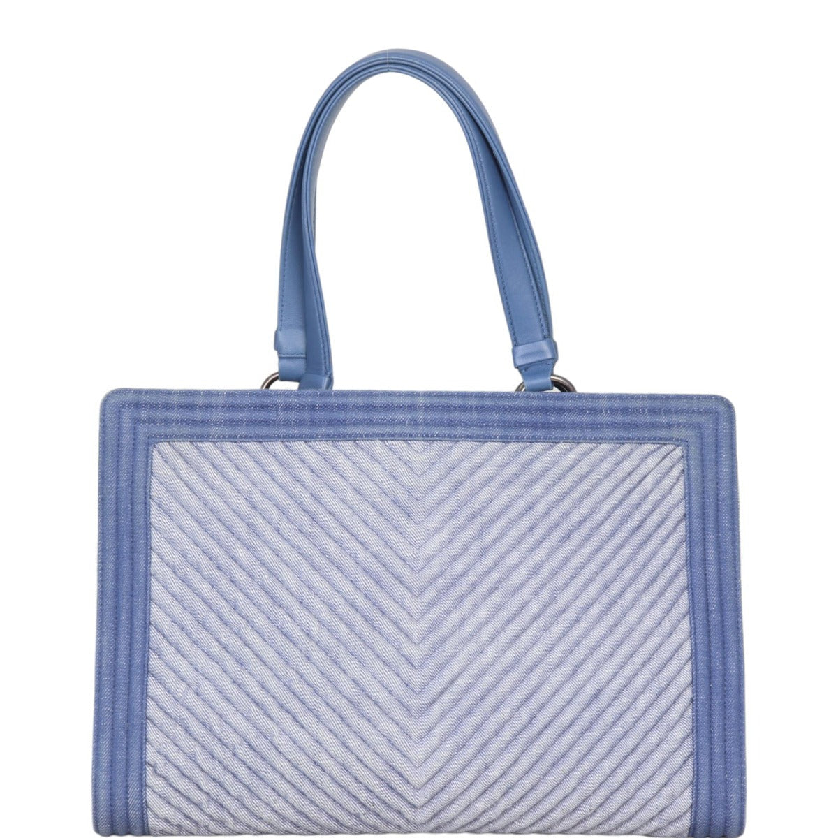 Chanel Boy Shopping Tote Chevron Denim Tote Bag