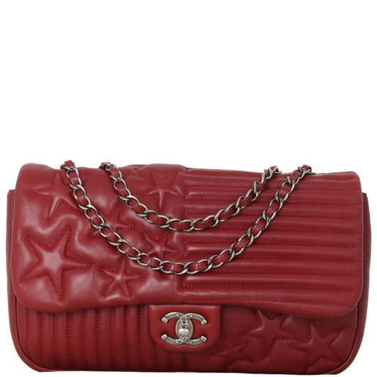 Chanel Paris Dallas Stars and Stripes Bag Jumbo Red Flap Handbag