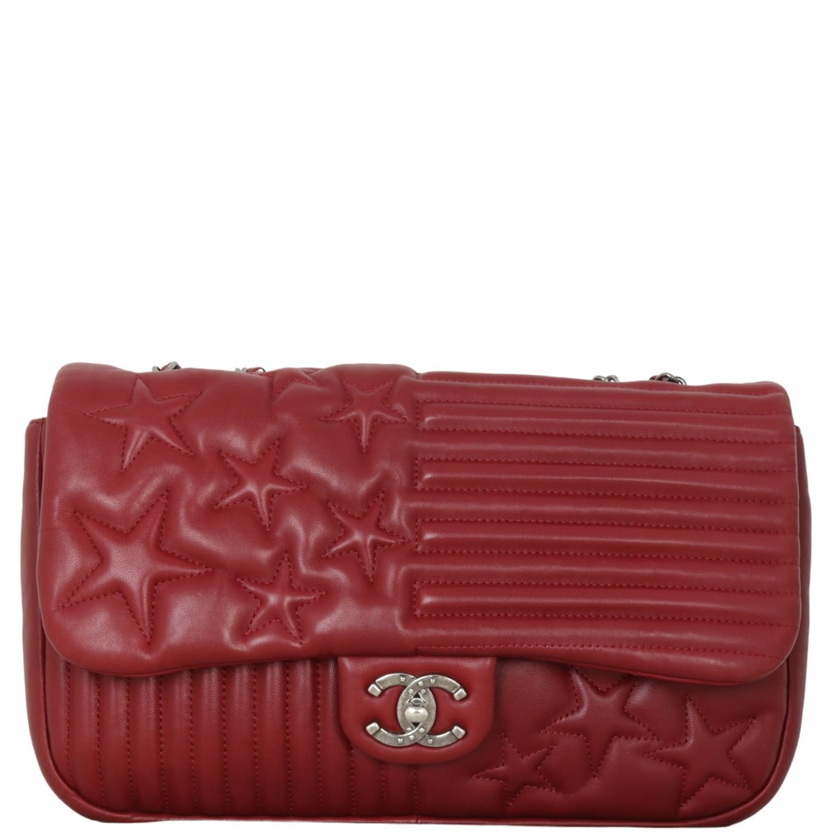 Chanel Paris Dallas Stars and Stripes Bag Jumbo Red Flap Handbag