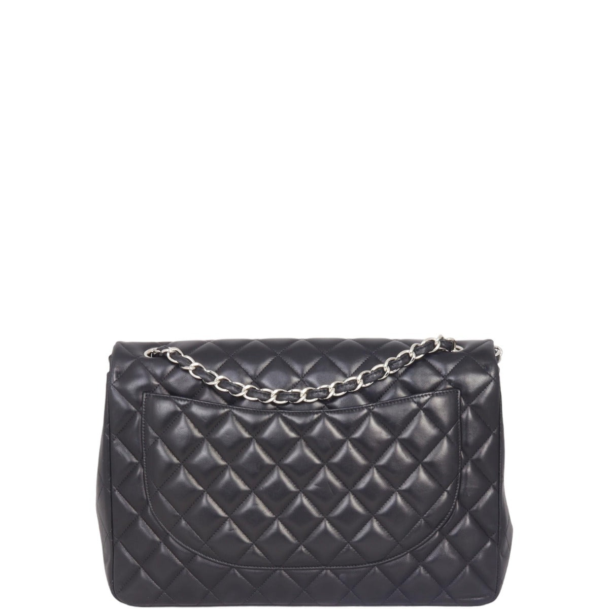 Chanel Classic Single Maxi Hardware Handbag Black Silver