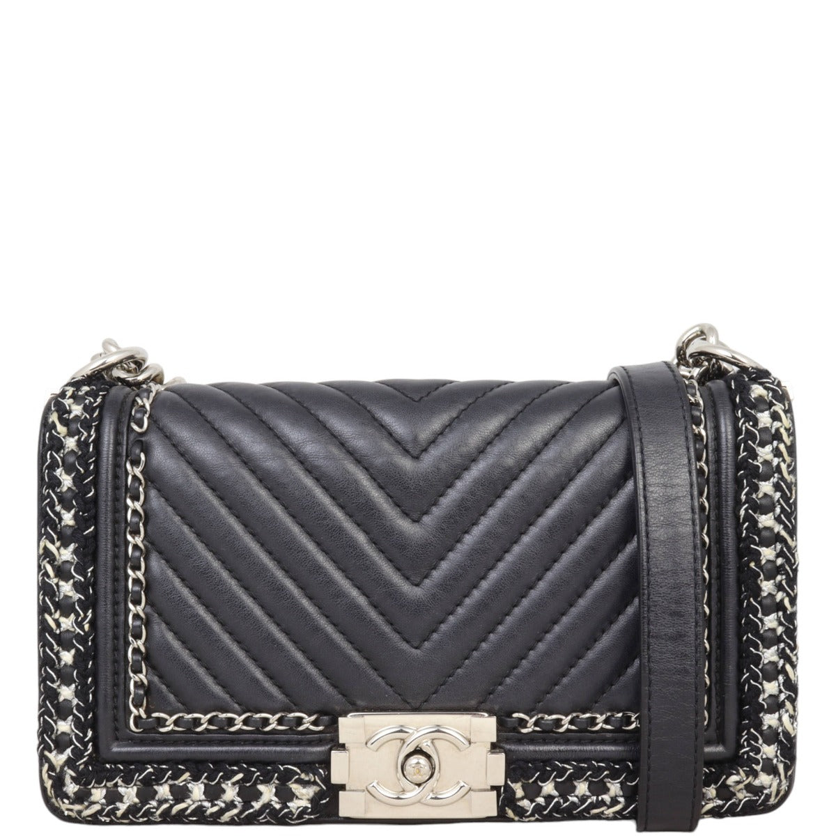 Chanel Boy Old Around Chevron Handbag Medium Chain
