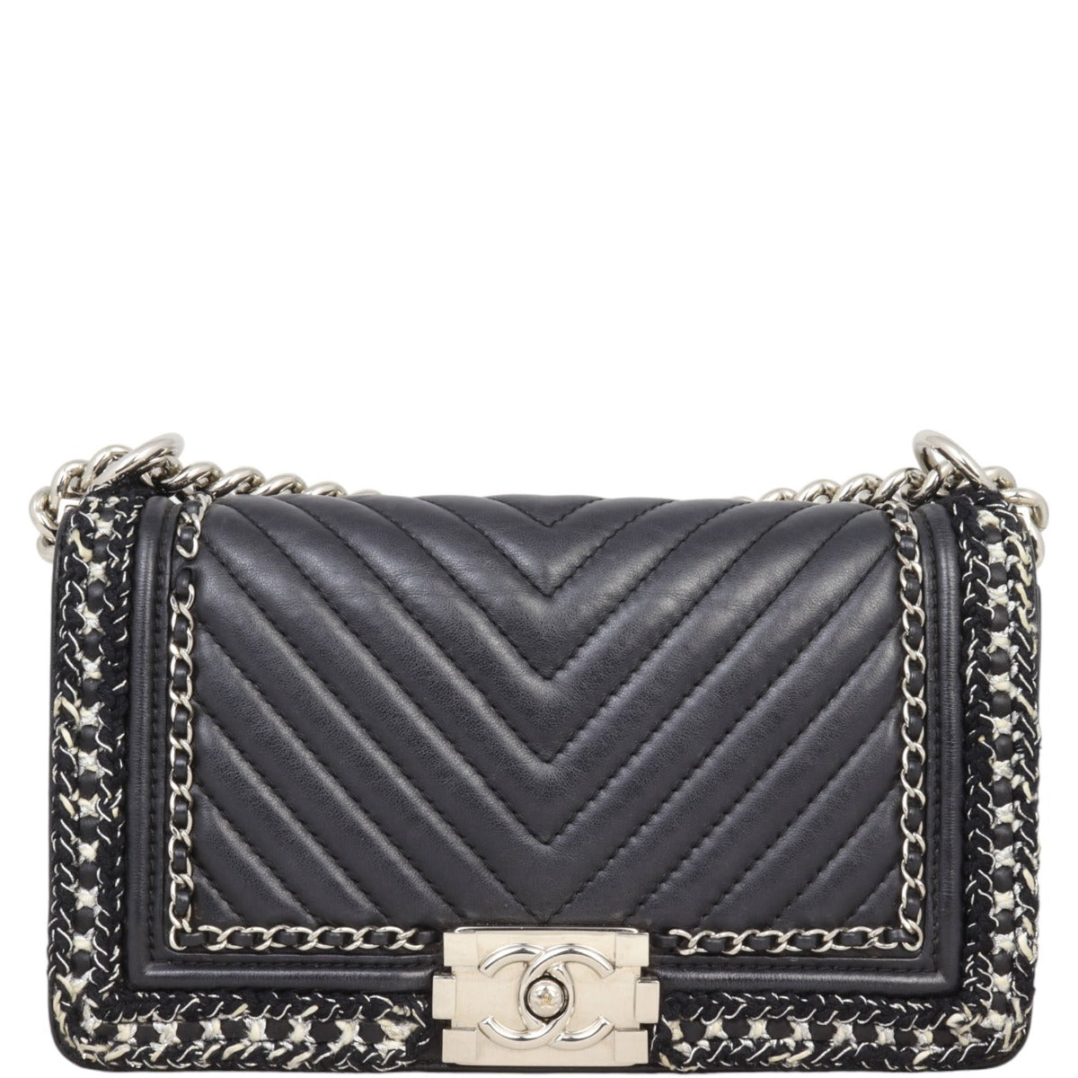Chanel Boy Old Around Chevron Handbag Medium Chain