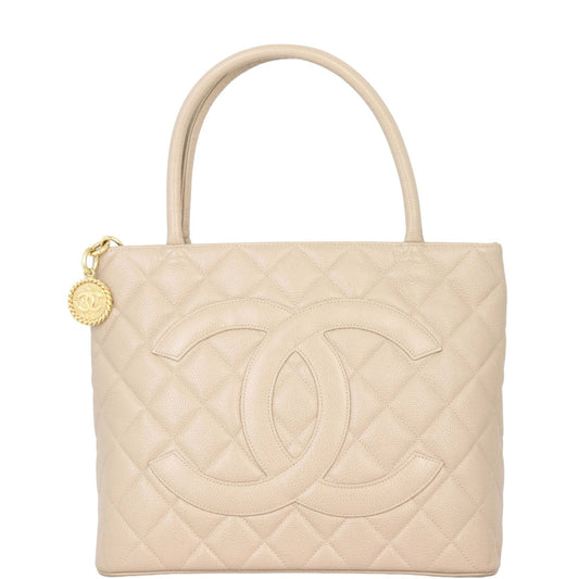 Chanel Medallion Tote Brown Beige Tote Bag