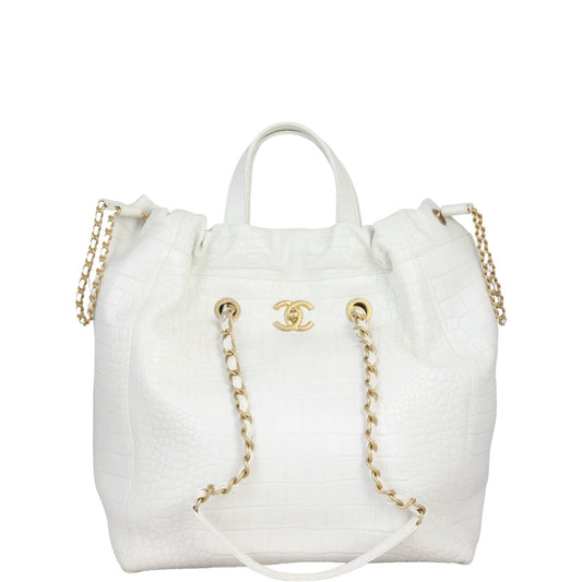 Chanel Shopping Tote Croc-Embossed Large Tote Bag