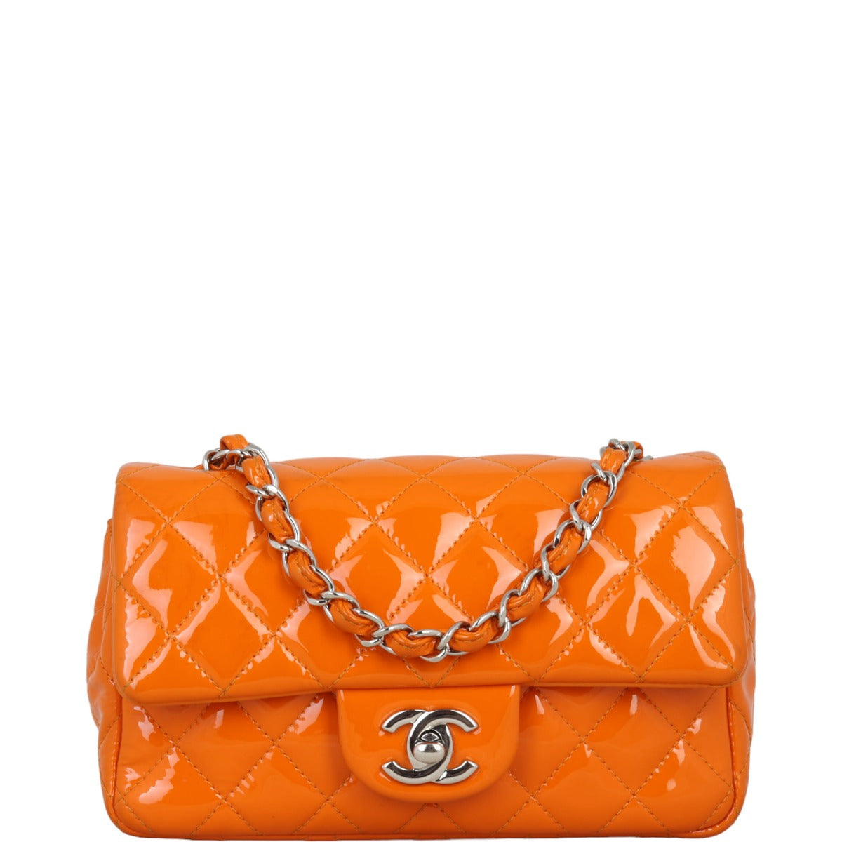 Chanel Classic Rectangular Bag Patent Orange Mini Mini Bag