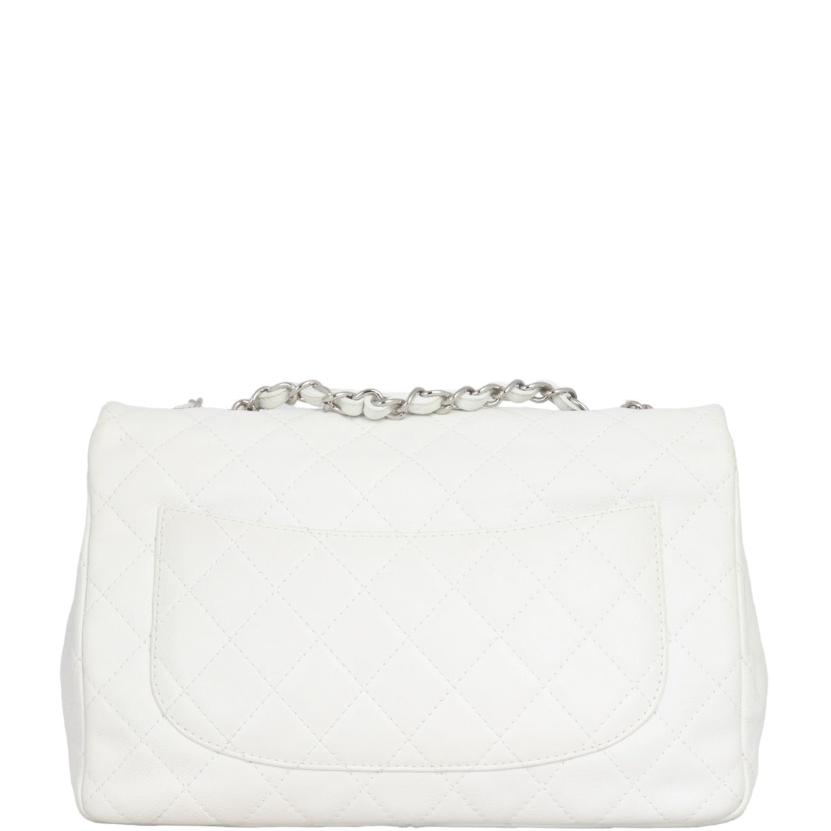 Chanel Classic Single Jumbo Handbag White Flap