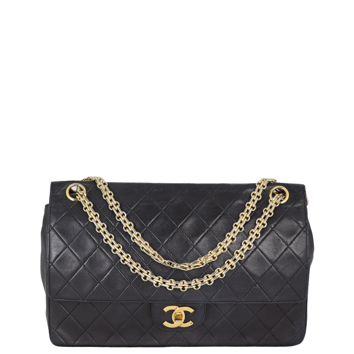 Chanel Classic Double Flap Hardware Handbag Black Gold