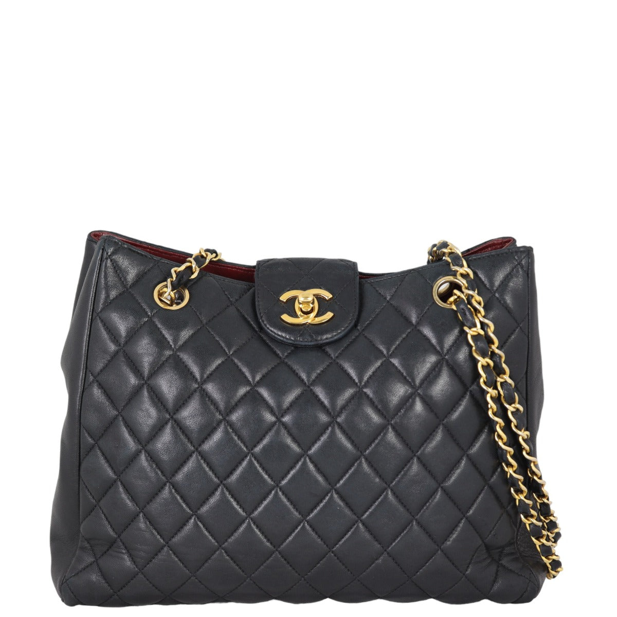 Chanel CC Tote Lambskin Quilted Black Tote Bag