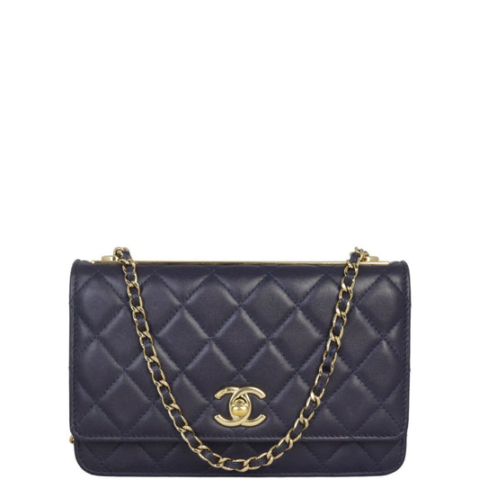 Chanel CC Trendy Wallet on Deep Navy Handbag Blue Chain